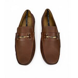 Massimo Matteo Bit Driver Loafer Mens 9 M Cognac Leather Moccasin Slip On Luxury